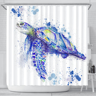Watercolor Sea Turtle Shower Curtains