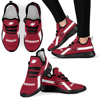 New Style Line Logo Arkansas Razorbacks Mesh Knit Sneakers