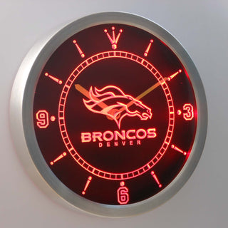 Denver Broncos Neon Sign LED Wall Clock Handled