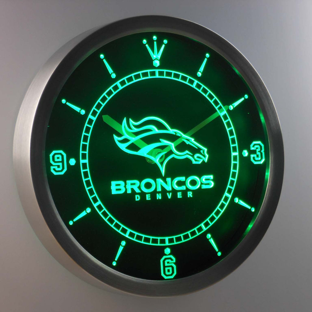 Denver Broncos Neon Sign LED Wall Clock Handled
