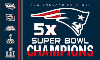 New England Patriots 5x super bowl champion Flags
