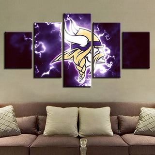 Home Decor 5 Pcs Minnesota Vikings Canvas Spray Painting Prints Wall Art